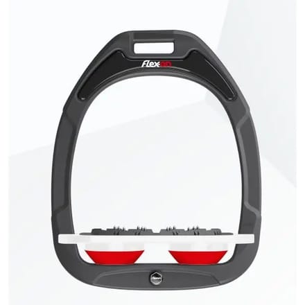 Platte Ultra Grip stijgbeugels Antraciet/Wit/Rood Flex-On Green Composite