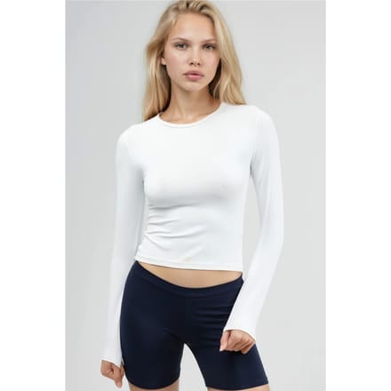 Slim Fit Ronde Hals Lange Mouwen Blouse