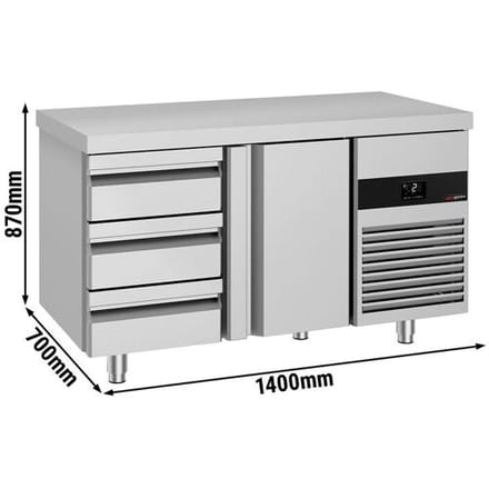 GGM Gastro Kühltisch PREMIUM - 1400x700mm - mit 1 Tür - 3 Schubladen