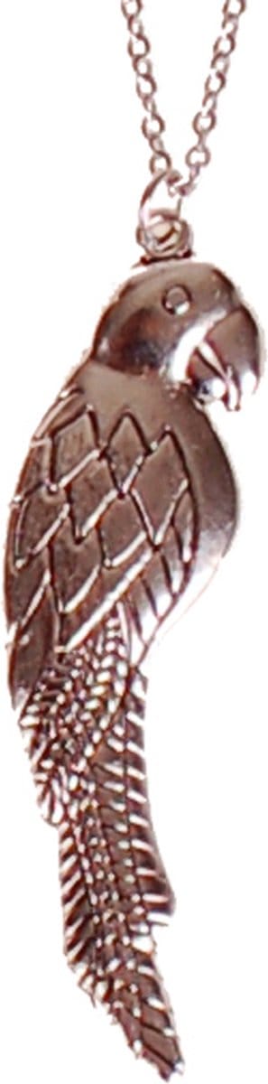 Ketting RVS 55cm - Hangertje Papegaai Zilverkleurig 5,5cm