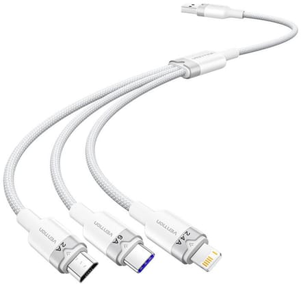 Vention USB 2.0 A naar 3-in-1 6A-kabel CTRWG 1.5M (wit)