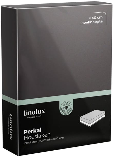 Linolux Hoeslaken Katoen Perkal Anthracite 160x210