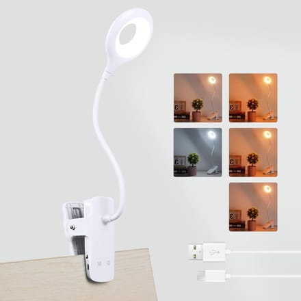 CRLYN® Leeslamp met Klem - Bureau Lamp - Lezen en Werken - Wit