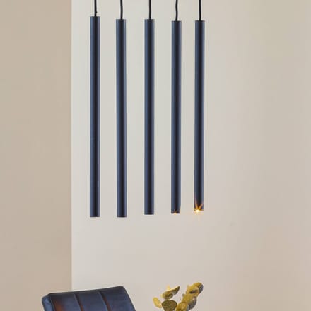 SOLLUX LIGHTING Hanglamp Thin, zwart, 5-lamps, lineair
