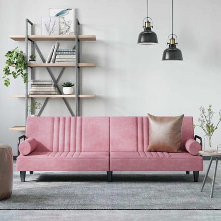 vidaXL - Slaapbank - met - armleuningen - fluweel - roze