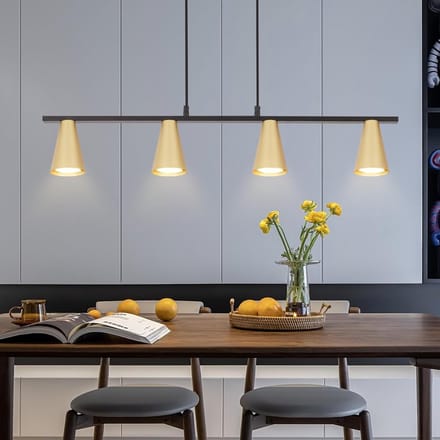 Glitzerlife Lineair Pendellamp - 70 cm - Goud Wit - GU10 Fitting - Metaal - Voor Eettafel - Exclusief Lichtbron