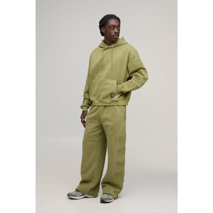 Oversized Boxy Trainingspak Met Wijde Pijpen En Wereldwijd Reliëfdetail | Khaki | Size Medium
