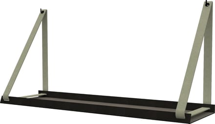 Handles and more -  Stalen wandplank zwart 70cm + leren plankdragers Suede Jade