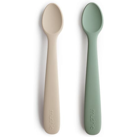 Mushie Kinderbestek Set Lepels - Cambridge blue / Shifting Sand