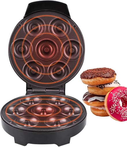 Donutmaker Machine - Donutautomaat Mini - Zelfgemaakte Desserts - Antiaanbaklaag - 7 Donuts - Zwart