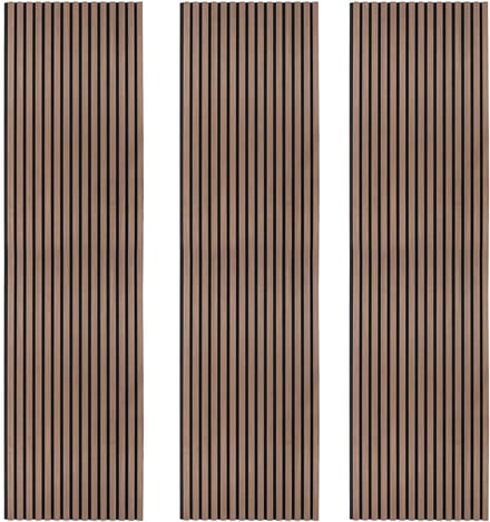 Akoestische lamellenpanelen x3 - donker walnoot - 240x60 cm
