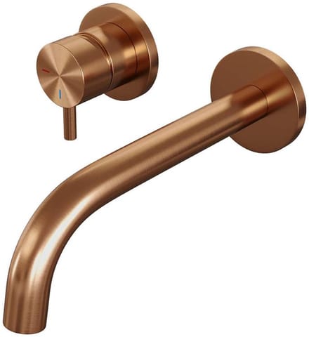 Brauer Copper Edition Inbouw Wastafelmengkraan met Gebogen Uitloop en Rozetten Model B2 Koper Geborsteld PVD