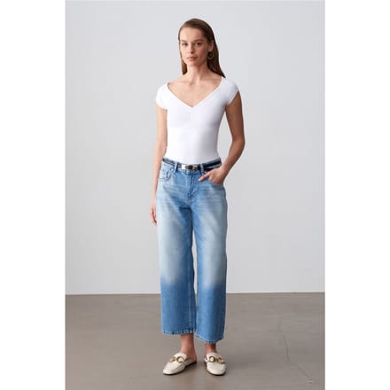 Lage Taille Wijde Capri Jeans