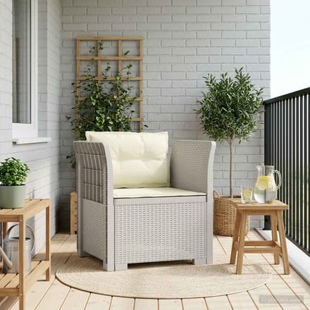 vidaXL - Eén-zits - Fauteuil - met - Kussens - Rieten - Look - PP - Wit