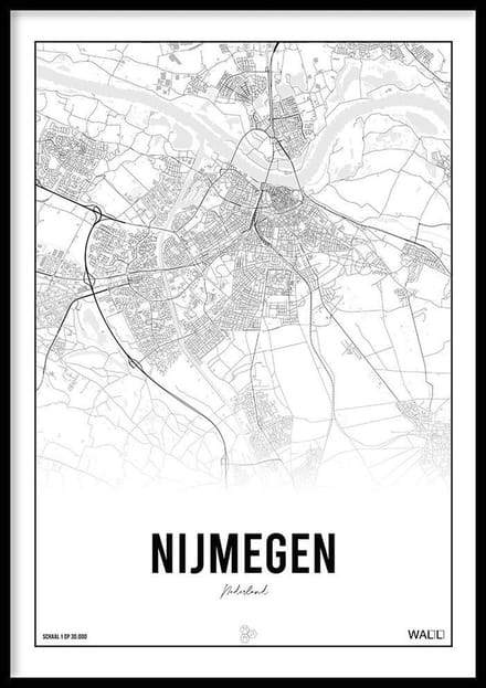 Stadsposter Nijmegen - 30x40cm -  Stadskaart - Plattegrond - City Map - WALLLL