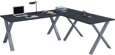 Hoekbureau Computerbureau Hoekbureau Lona 50 X Aluminium Zwart