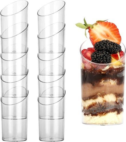 Dailygoody - Mini Plastic Dessert Cups - Herbruikbare Glaasjes - Transparant - 70 ml - Perfect voor Appetizers - Set van 50