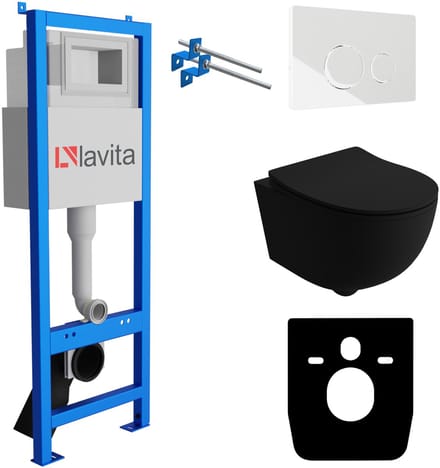 LAVITA complete toiletset BRAVA zwart LAV 101 LAV 200.4.1 randloos wit