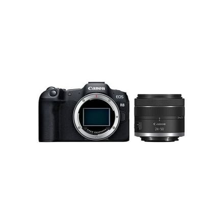 Canon EOS R8 + RF 24-50mm f/4.5 6.3 IS STM - Systeemcamera - Full frame - 24.2 MP - 4K Video - Kantelbaar touchscreen - Compacte zoomlens