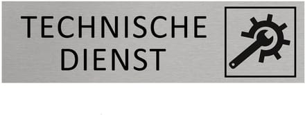 CombiCraft Aluminium deurbordje Technische dienst 165x45mm - per stuk