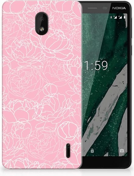 Nokia 1 Plus TPU Case White Flowers