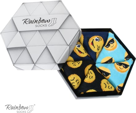 Rainbow Socks - Emoticon Sokken - Emoji Stijl - Multicolor - Maat EU 36-40
