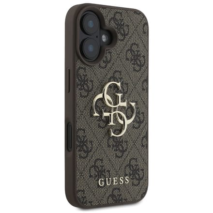 Guess 4G Metal Logo Backcover voor de Apple iPhone 16 - Bruin