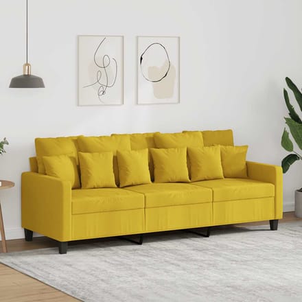 vidaXL - Driezitsbank - 180 - cm - stof - lichtgeel