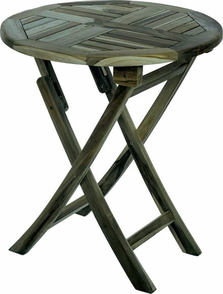 PrimeMatik - Ronde opvouwbare tuintafel 66 cm van gecertificeerd teakhout