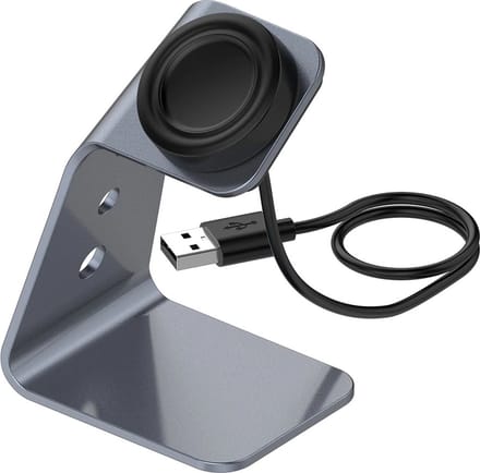 DrPhone SD2 Oplaaddock voor Samsung Galaxy Watch 3/4/Active – Aluminium Dockingstation met Magnetische Oplader – Grijs