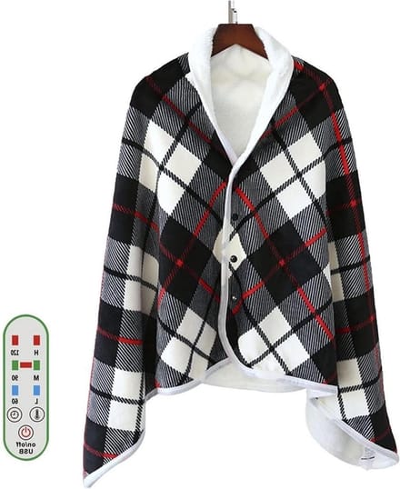 Verwarmde deken - Warme sjaal - Comfort thuis - USB verwarming - 140x80cm - Rood geruit
