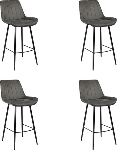 Bronx71® Industriële barkruk Brooke antraciet 74 cm - Barkrukken set van 4 - barstoel