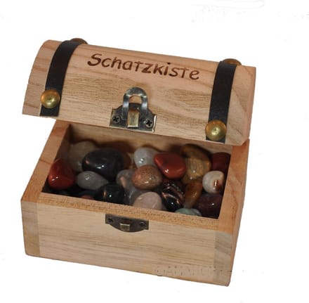 Houten Schatkist - Decoratieve Doos - Geldopslag - Inclusief Edelstenen - 95 cm - Beige