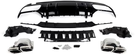 Achterdiffuser met Uitlaattips - Voor Mercedes C-Klasse W205 Sedan AMG-Line (2014-2021) - Auto Accessoires
