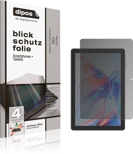 dipos – Matte Privacy Screenprotector geschikt voor Digma K10 Plus | Anti-Spy Beschermfolie