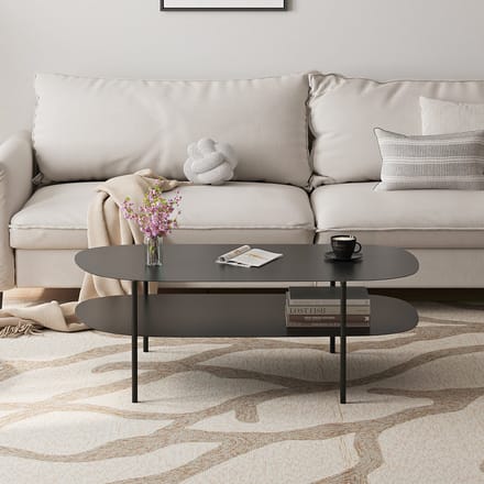 Salontafel Enebakk met plank 40,5x112x62 cm zwart mat
