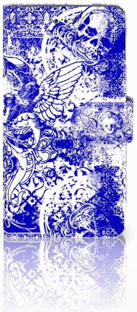 Telefoonhoesje met Naam Nokia 7 Angel Skull Blauw