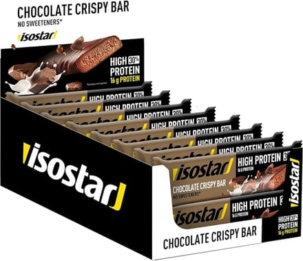 Isostar - High Protein - Eiwitreep voor krachtsport - Crispy Chocolade - 16 x 55 gr