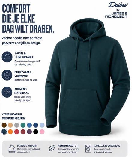 James And Nicholson Heren Basis Hoodie (Benzine)