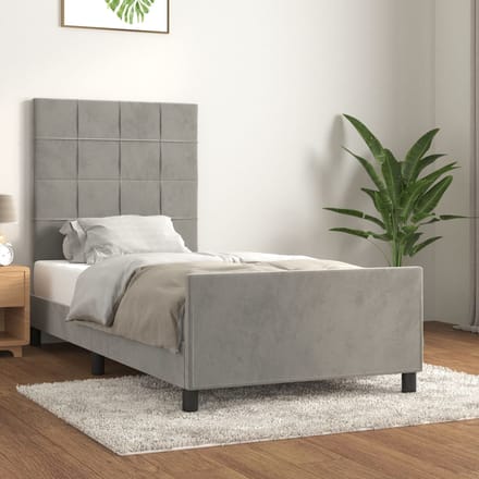 vidaXL - Bedframe - zonder - matras - 100x200 - cm - fluweel - lichtgrijs