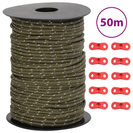 vidaXL - Tentscheerlijn - met - reflecterende - strips - en - spanners - 50 - m - 3 - mm