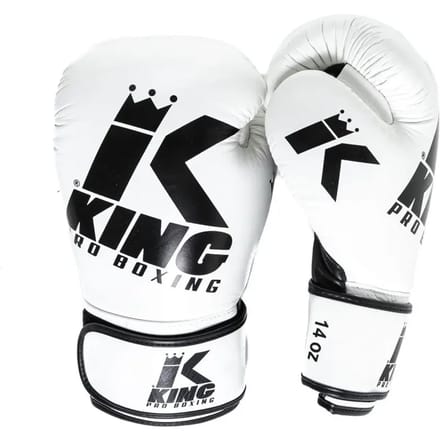 King Pro Boxing Bokshandschoenen - Platinum 5 - Echt leer - Wit / Zwart 16 oz
