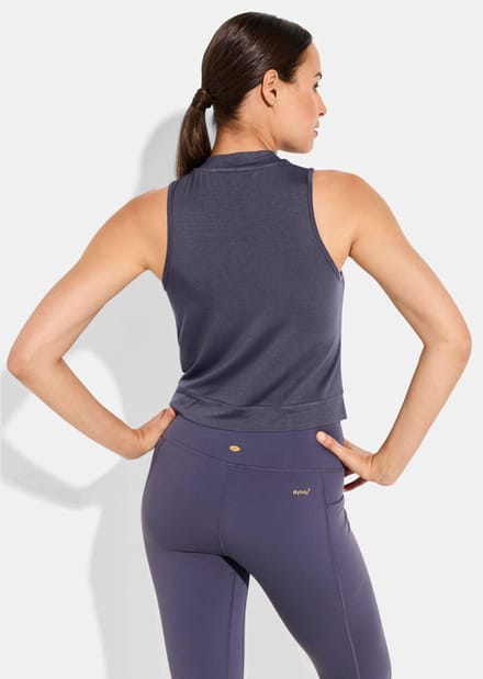 Mouwloze top om te knopen - antraciet - Gr. S van Goldner Fashion