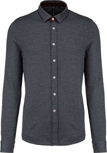 Kariban Jacquard overhemd lange mouwen K507 - Jacquard Dark Grey - S