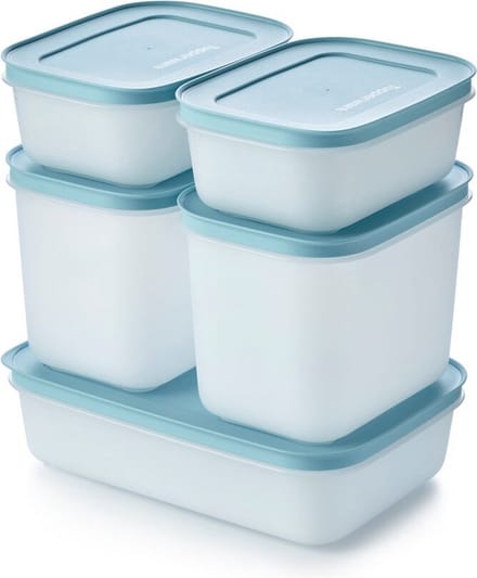 Tupperware Igloo Diepvriesdozen Set 5 stuks - Alaska Diepvriesbakjes Bakjes Diepvries Blauw