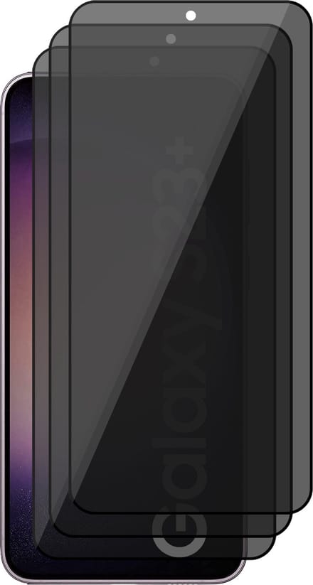 Privacy Screenprotector geschikt voor Samsung Galaxy S23 Plus - 3x Glas Screen Protector FullGuard