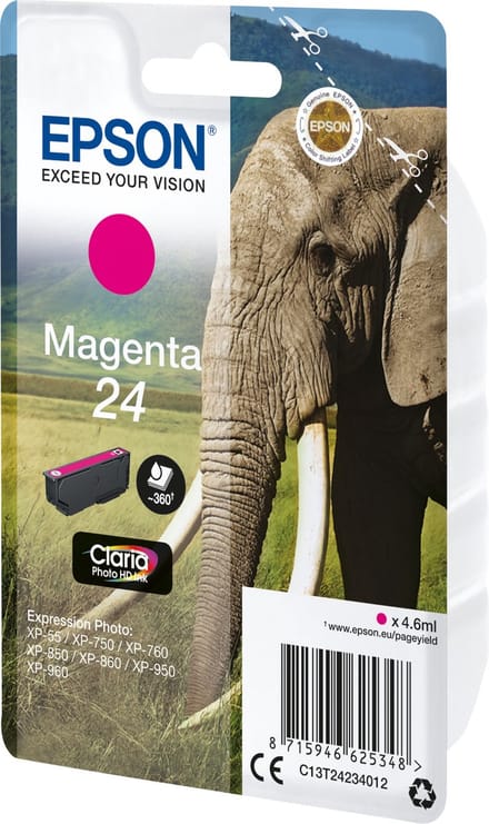 EPSON 24 inktcartridge magenta standard capacity 4.6ml 360 paginas 1-pack RF-AM blister