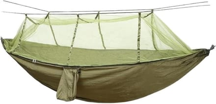 Kampeer Hangmat - Nylon Hangmat - Buiten Ontspannen - Met Klamboe - Single Persoon - Groen