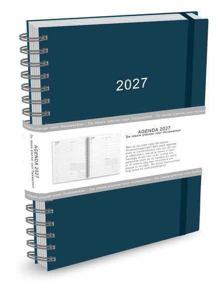 Agenda - 2027 - Thuiswerkagenda - Blauw - Groot - 17,5x25cm