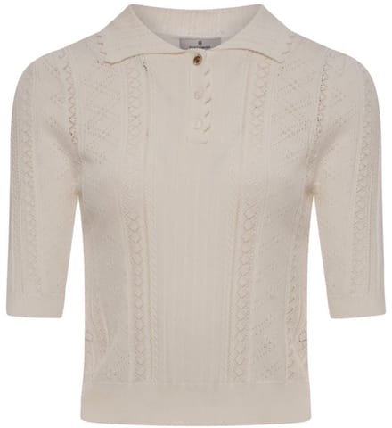 polo met perforaties vrouw creme